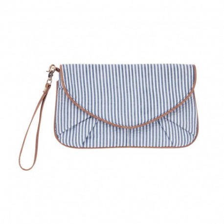 Navy Seersucker Clutch (Greek)