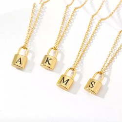 Lock initial necklace