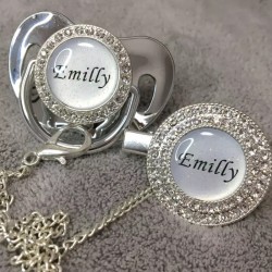 Personalized bling Pacifier and clip