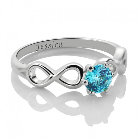 BirthStone Ring with Engraved Name