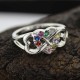 Triple hearth with BirthStones Ring