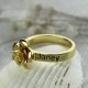 BirthStone Flower with Engraved name Ring