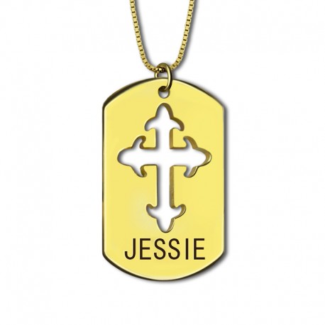 Cut Out Cross Tag Necklace
