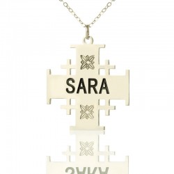 Jerusalem Cross with Name Necklace