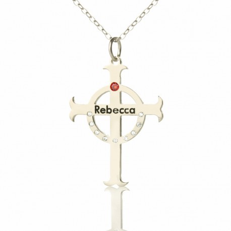 Latin Cross with BirthStones Necklace
