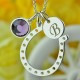 Initial Horseshoe Necklace with Birthstone