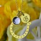 Initial Horseshoe Necklace with Birthstone