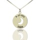 Disc Charm Cut Out Crescent Moon Necklace