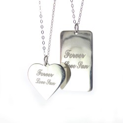 Heart or Square Engraved Necklace