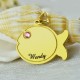 Engraved Kids Name Fish Necklace with Birthstone