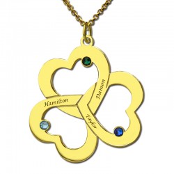 Triple Heart Birthstone Necklace