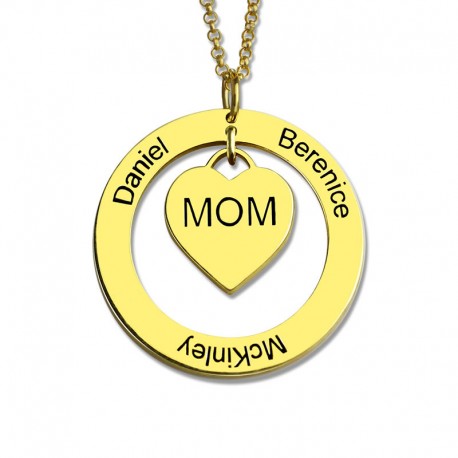 Moms Heart Necklace with Kids Names