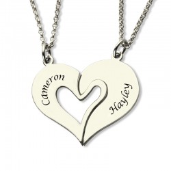 Set Always Be with You Heart Charm Engraved Necklaces