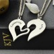 Set Always Be with You Heart Charm Engraved Necklaces