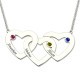 Three Hearts Birthstones Necklace