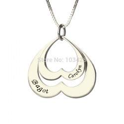 Personalized Double Heart Name Necklace