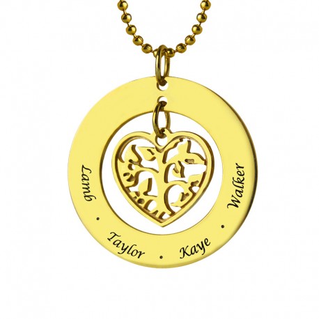 Heart Family Tree Name Necklace