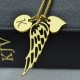 Angel Wing Charm with Engraved Initial Necklace