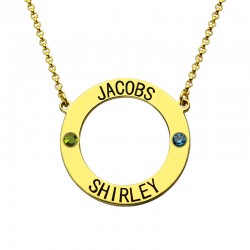 Circle Name Necklace With Birthstones