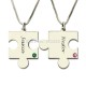 Puzzle Necklace with  Engraved Namesand Birthstones