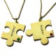 Puzzle Necklace with  Engraved Namesand Birthstones