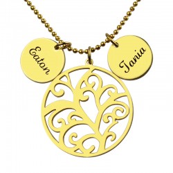 Engraved Family Tree Discs Necklace
