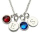 Engraved Disc&Birthstone Necklace