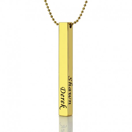 Personalized Men's 4 Sided Bar Necklace
