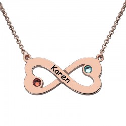Infinity Heart Necklace with Birthstones