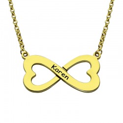 Double Heart infinity Engraved Name Necklace