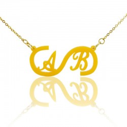 Infinity with Two Initials Acrylic Gold Charm Necklace