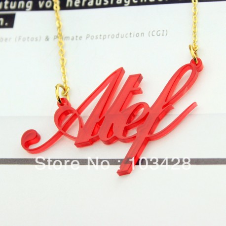 Acrylic Carrie Fonts Initials Necklace