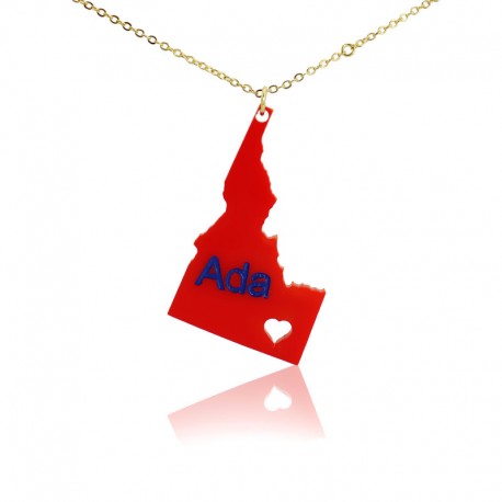 Idaho State With Heart Acrylic Necklace