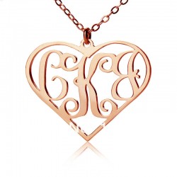 Heart Shape Monogram Necklace 1.25 Inch
