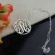 Circle Monogram Initails Necklace with Zircons
