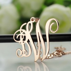 Small-Large 2 Initials Monogrammed Nameplate Necklace
