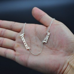 2 Mini Names Sideway Charm Necklace