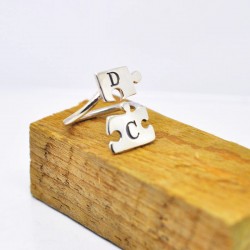 Engraved Puzzle Spiral Ring with Initial